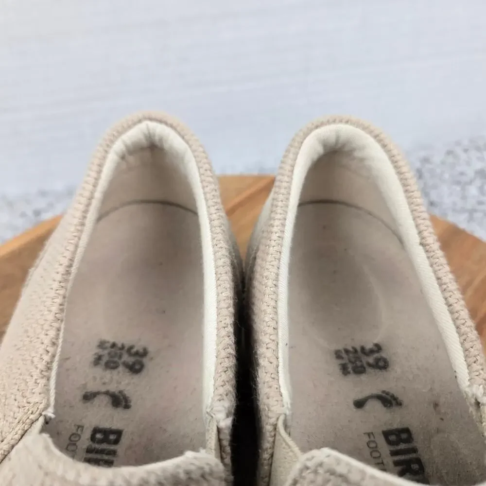 Birkenstock Womens 39 Oswego Sandcastle Beige Canvas Suede Slip On Daily Sneaker